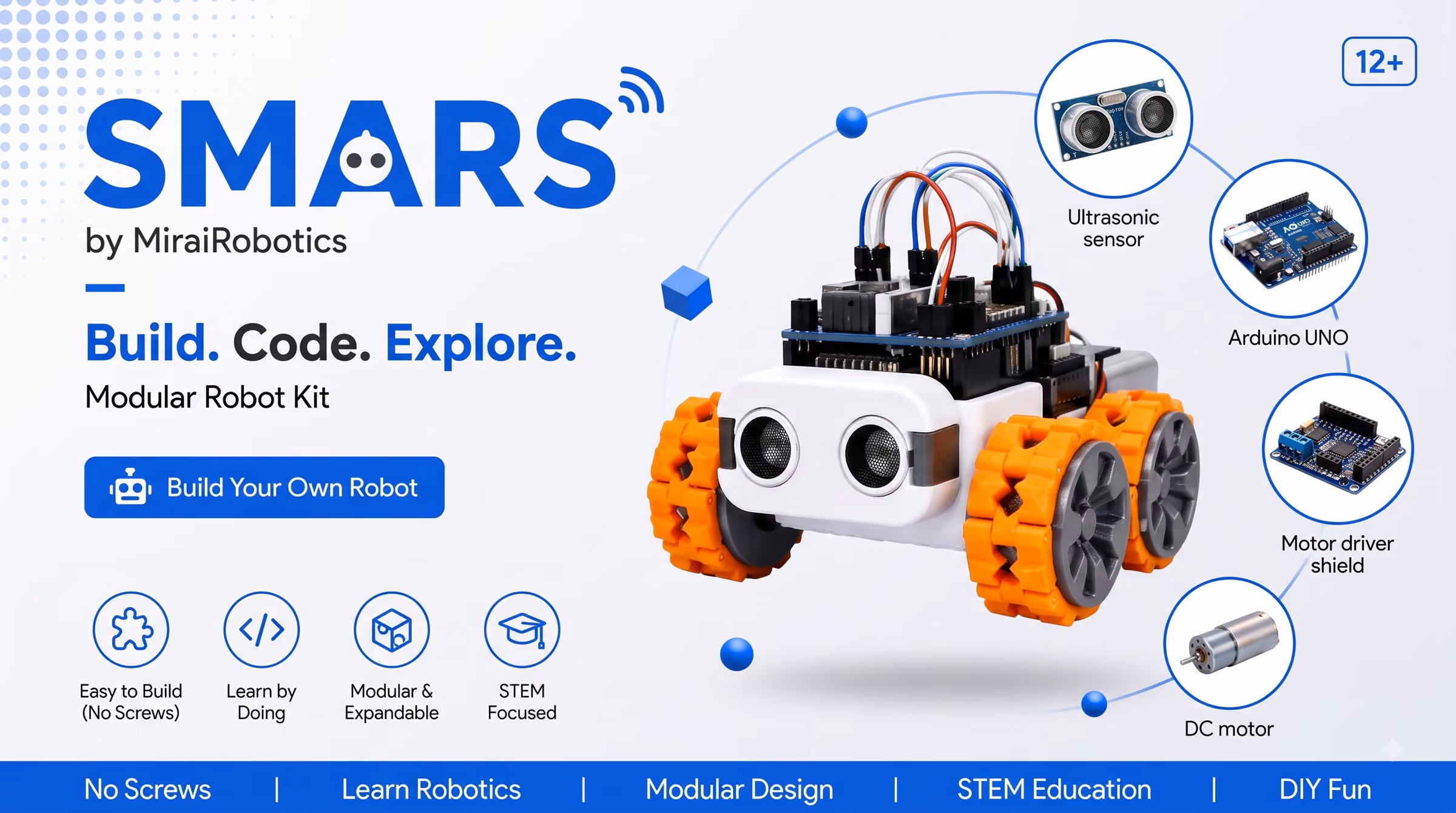 SMARS — Modular robot kit — build with no screws, no soldering.
